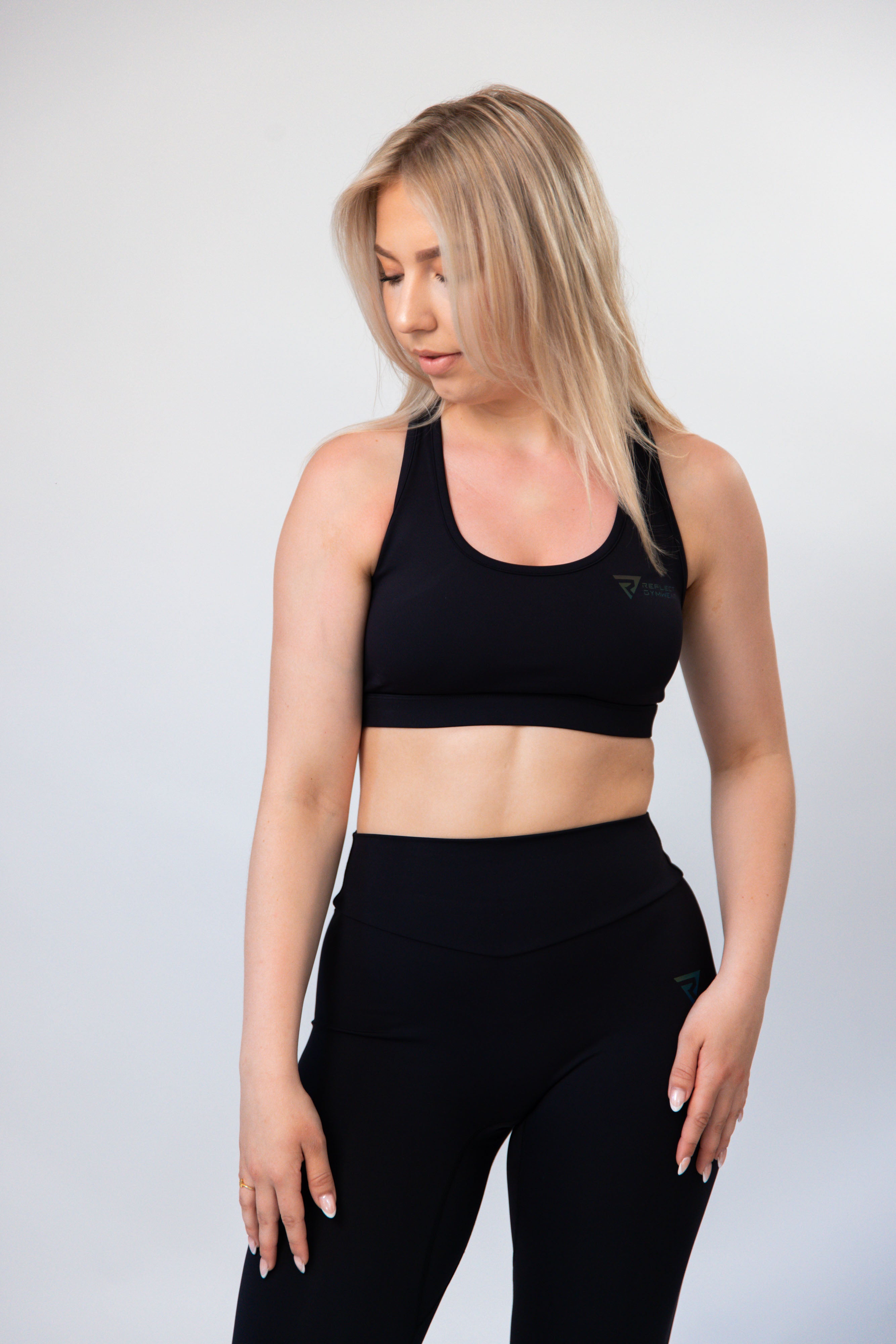 Reflect Gymwear - Premium Voordeelbundel Sportset Dames - Legging + Sport bh - Black (Zwart)